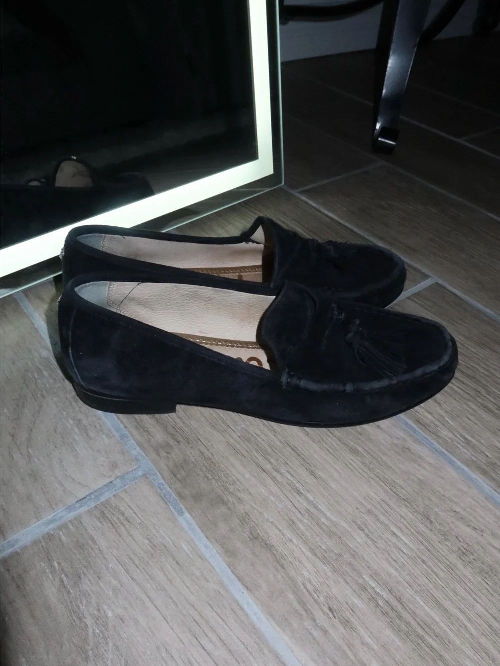 Sam Edelman Black Suede Tassel Loafers